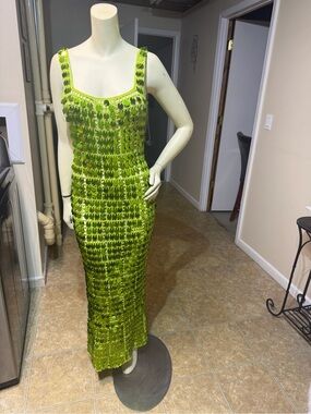 AKIRA Lime Green Sequin Tank Maxi Dress